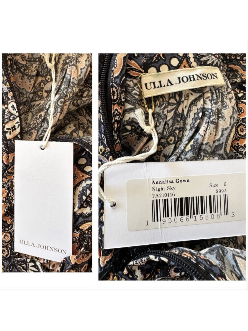 Ulla Johnson Annalisa Gown Night Sky Silk Paisley Runway NWT Size 6 - Picture 6 of 16